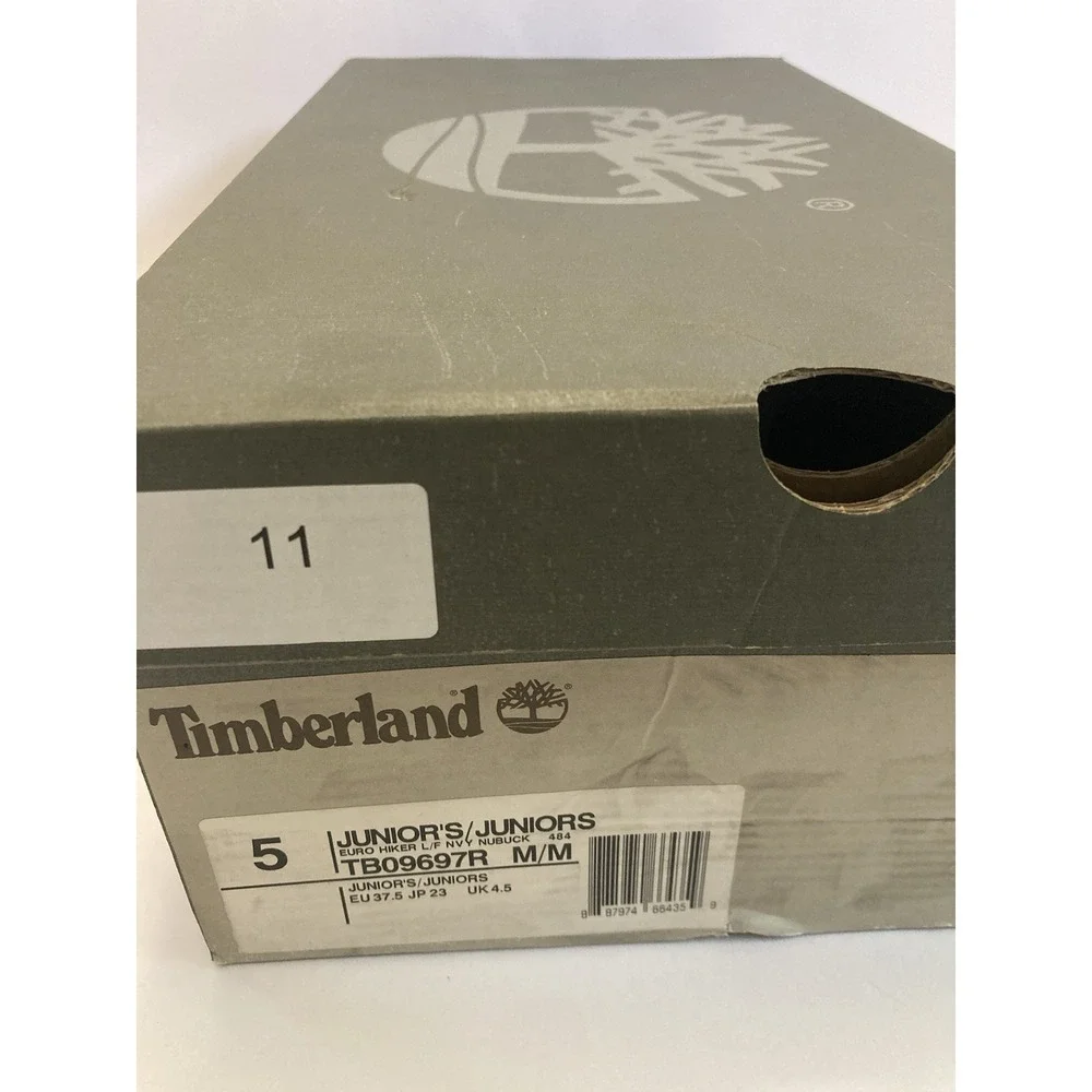 Big Kids Size 5 - Timberland Juniors Euro Hiker Mid Lace Hiking Boots Navy White